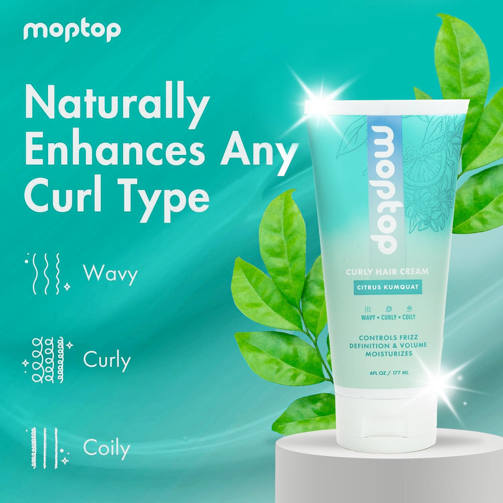 MopTop Curl Cream 6oz scrunch-technique promotes natural curl shape and bounce.