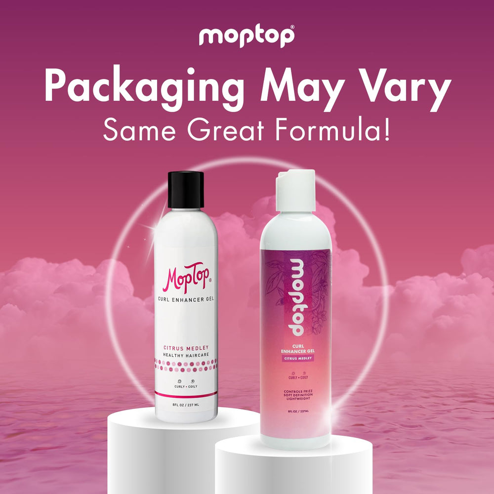 MopTop Curl Enhancer Gel on air-dried curls with natural shine.