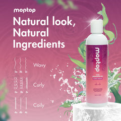 MopTop Curl Enhancer Gel applying to wet hair demonstrates even distribution.