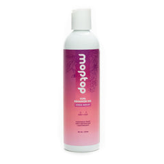 MopTop Curl Enhancer Gel bottle emphasizes lightweight hold for defined curls.