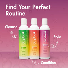 MopTop Curl Enhancer Gel label shows parabens-free promise for gentler care.