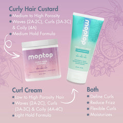 MopTop Curly Hair Gel Custard frizz-control delivers a softer, controlled coil look.
