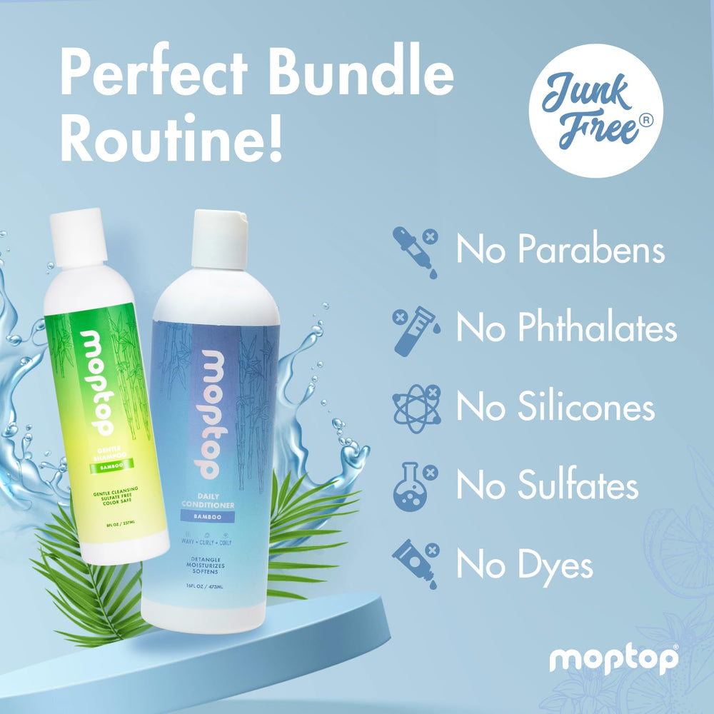 MopTop pump bottle closeup features convenient, daily-use packaging