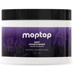 MopTop Salon Deep Conditioner bottle ready for intense hydration.