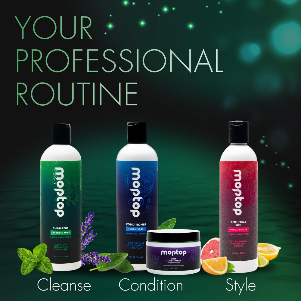 MopTop Shampoo color-safe formula preserves vibrancy.