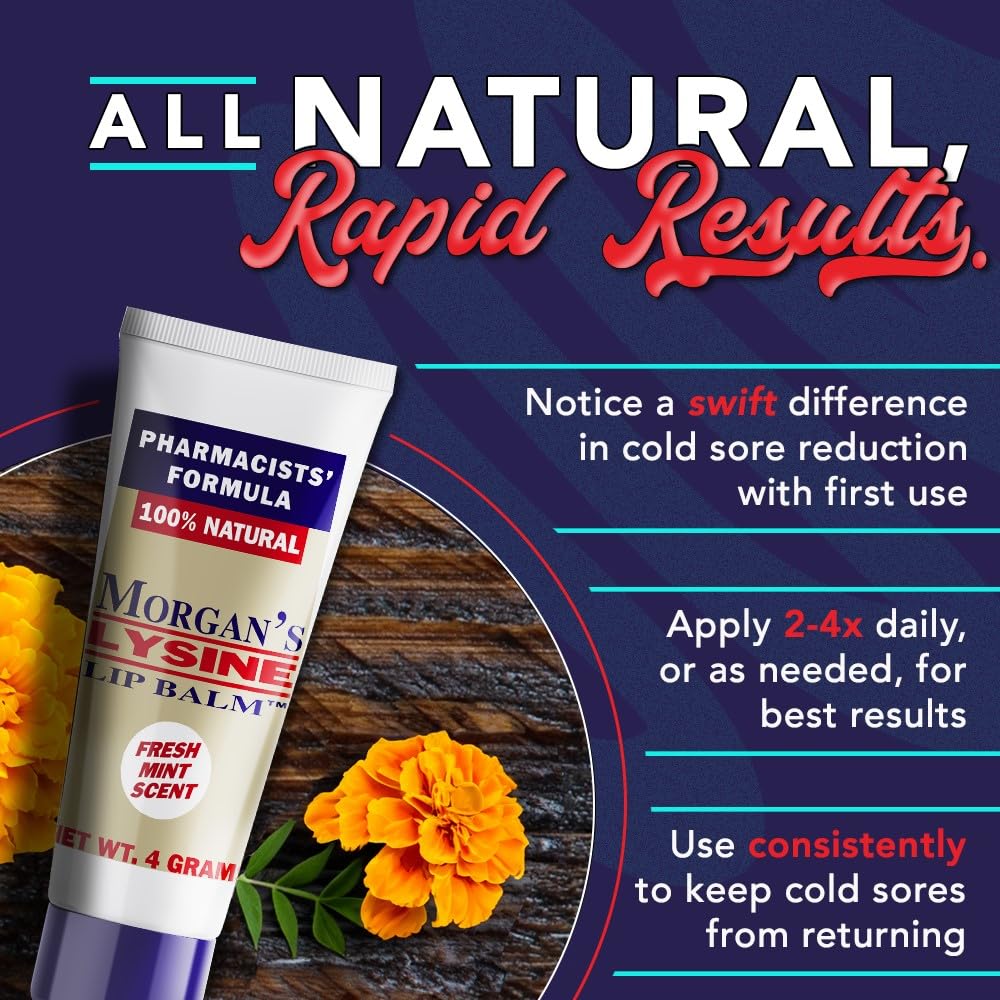 Morgan's Lysine Lip Balm 100% natural formula for clean lip care