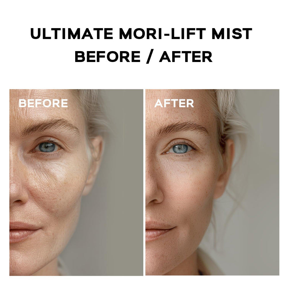MORITEK Mori-Lift Mist spray-application ready for over-makeup use or bare skin.