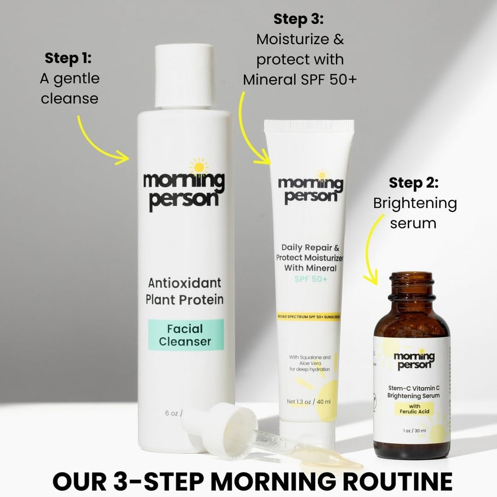 Morning Person hydrated, glowing skin after daily use.
