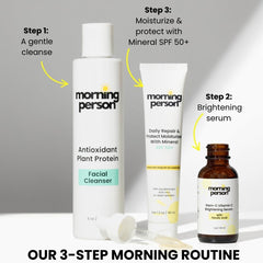 Morning Person hydrated, glowing skin after daily use.