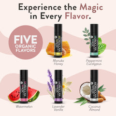 Moroccan Magic lip balm tubes in five-flavor variety for everyday hydration.