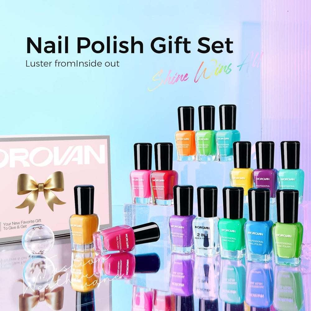 Morovan Nail Polish Set collection colors palette displays multiple shades for seasonal styling