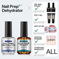 Morovan set shows compatibility with gel, acrylic, and UV extensions.