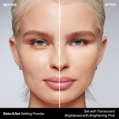 Morphe Bake & Set powder puff application for precise baking and brightening effects.