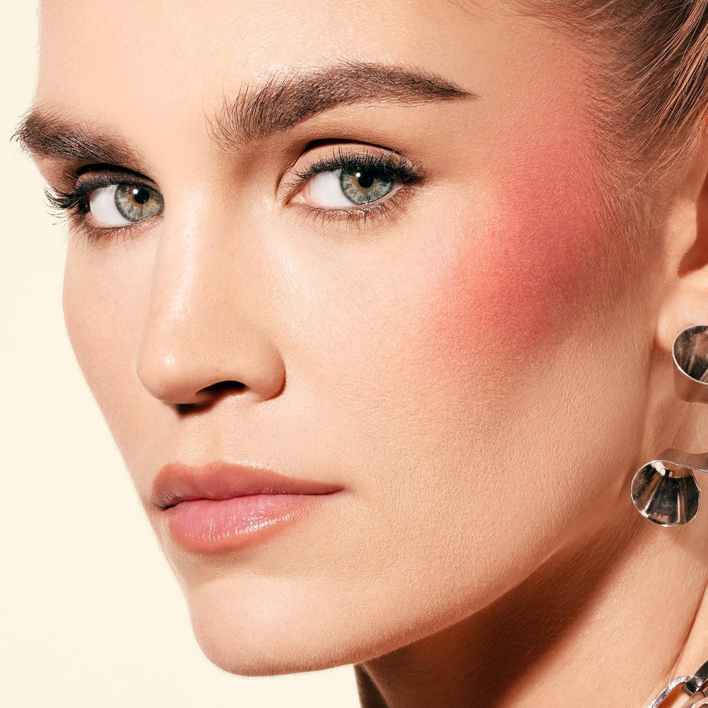 Morphe Hot Shot Blush Drops on-cheek swatch shows customizable intensity.