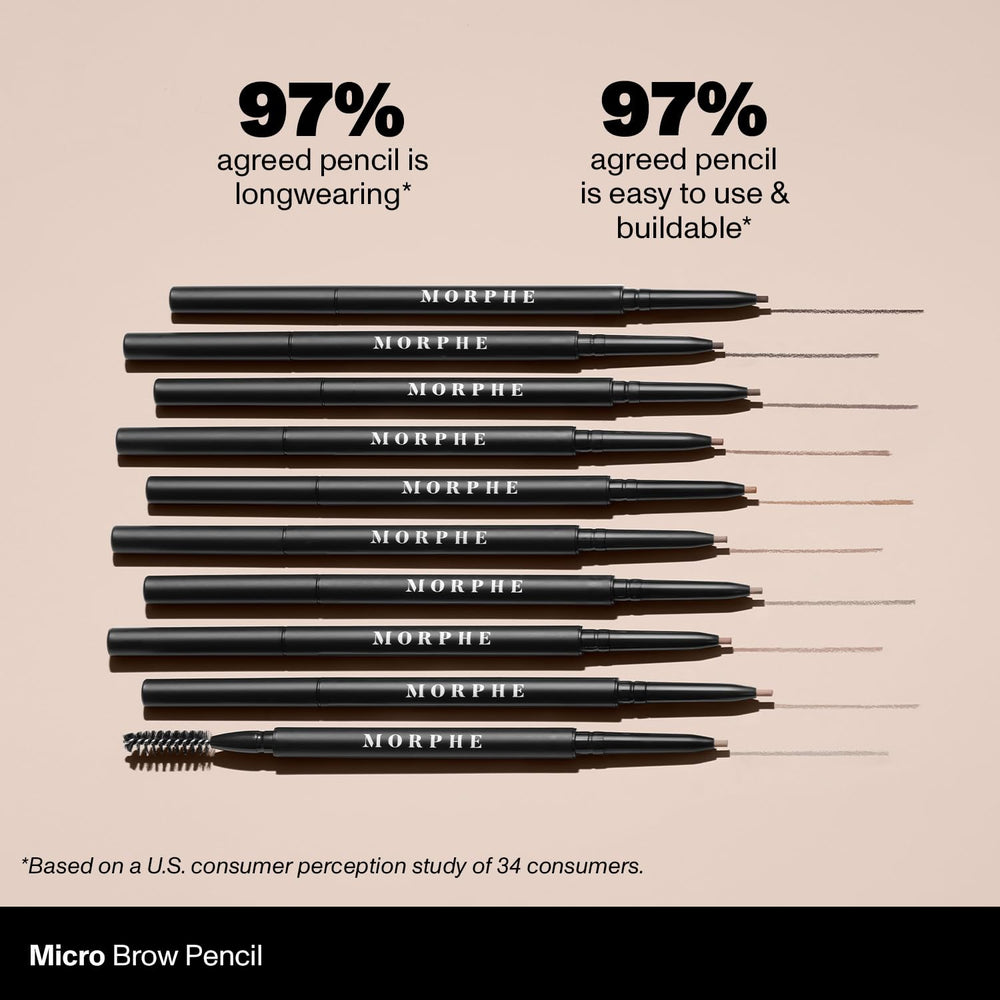 MORPHE Micro Dual Eyebrow Pencil easy two-color application tip.