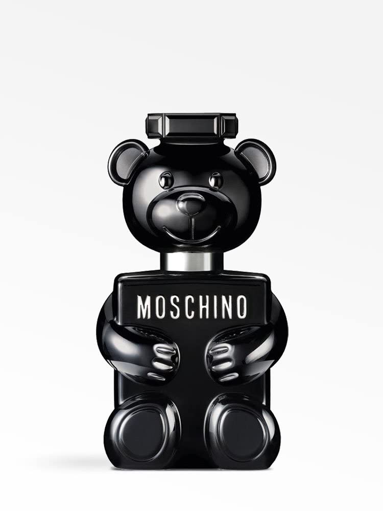 Moschino Toy Boy bottle-side detail highlighting sleek packaging and premium feel.