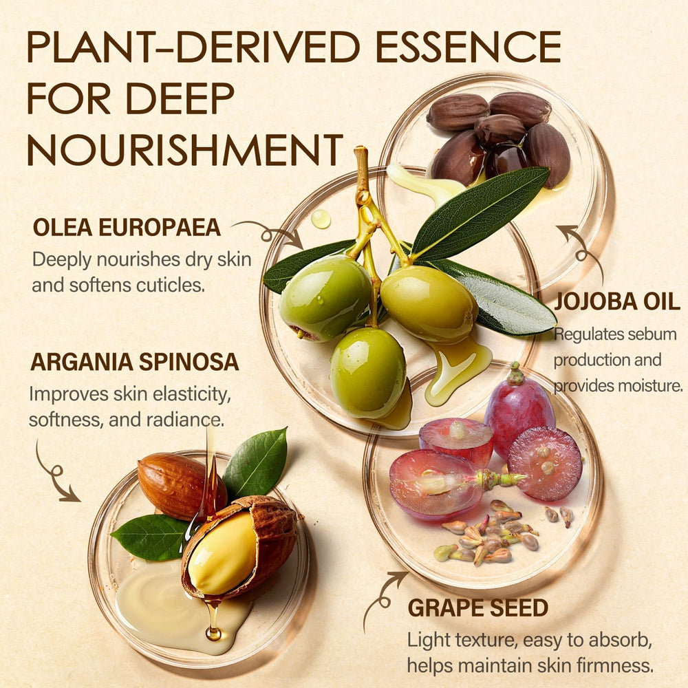 MOSRROU nourishing oil blend (olive, jojoba, argan, grapeseed) on skin