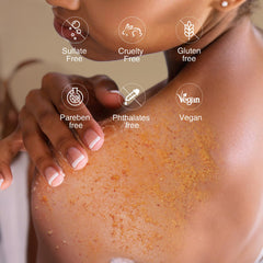 Packaging label of MOSRROU Turmeric Body Scrub looks premium and gift-ready