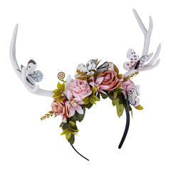 Mostory handmade white antler headband closeup shows durable craft for fairytale cosplay