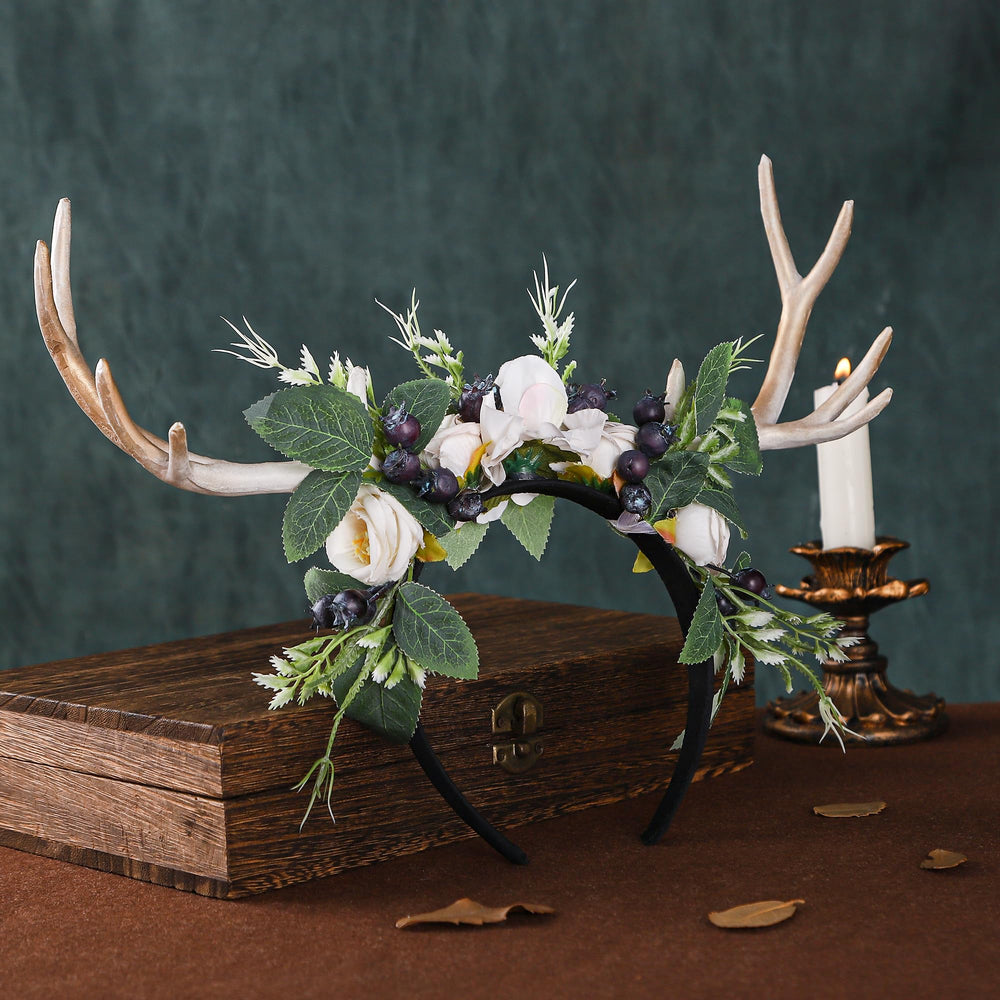 MOSTORY wedding or cosplay headband with deer horns for photoshoots