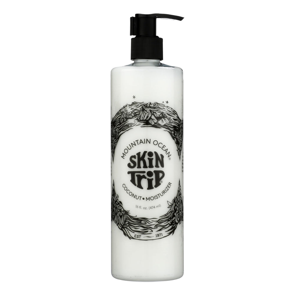Mountain Ocean Skin Trip Coconut Lotion pump bottle delivering fast-absorbing hydration for daily use.