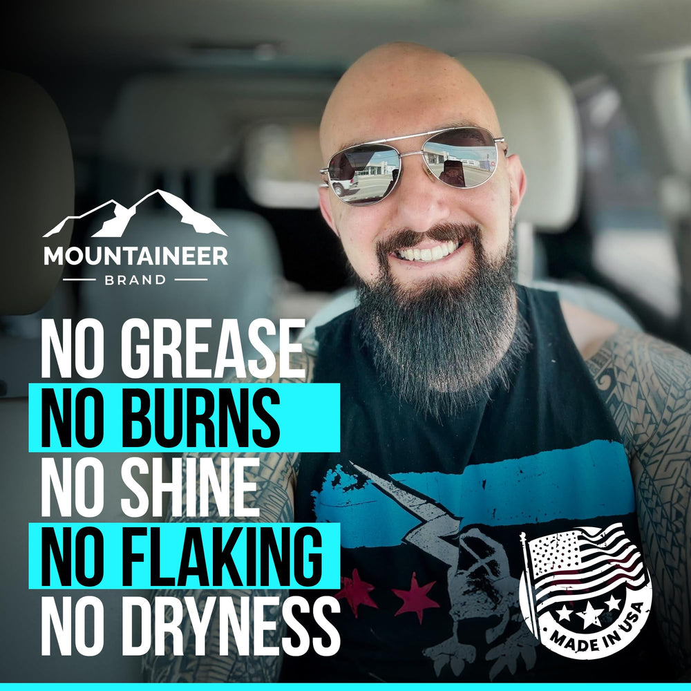 Mountaineer Brand hands applying balm on scalp and face for quick hydration