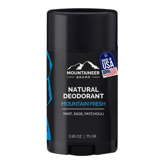 Mountaineer Brand natural deodorant stick in use for long-lasting freshness