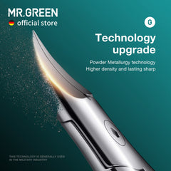MR.GREEN 25° blades reach nail grooves without scraping skin.