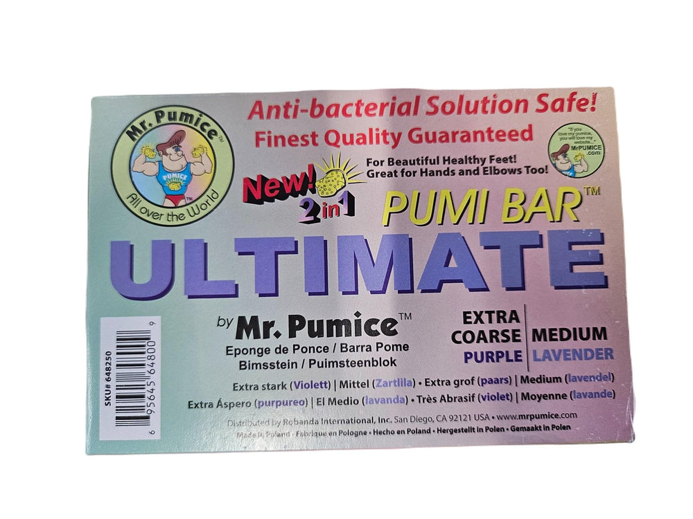 Mr. Pumice Ultimate PUMI Bar ped file scrubber for smoother skin.