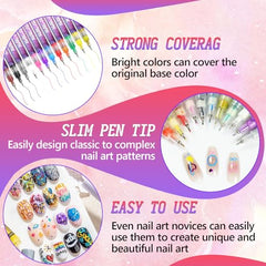 Mrryiio nail art pens color swatches display vivid, quick-drying ink