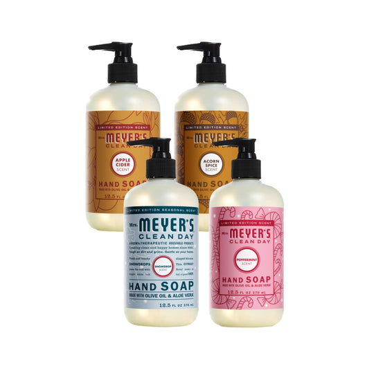 Mrs. Meyer’s Apple Cider hand soap bottle with crisp aroma for refreshed hands