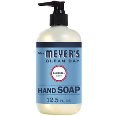 Mrs. Meyer's Bluebell label closeup shows natural ingredients and garden-inspired fragrance.