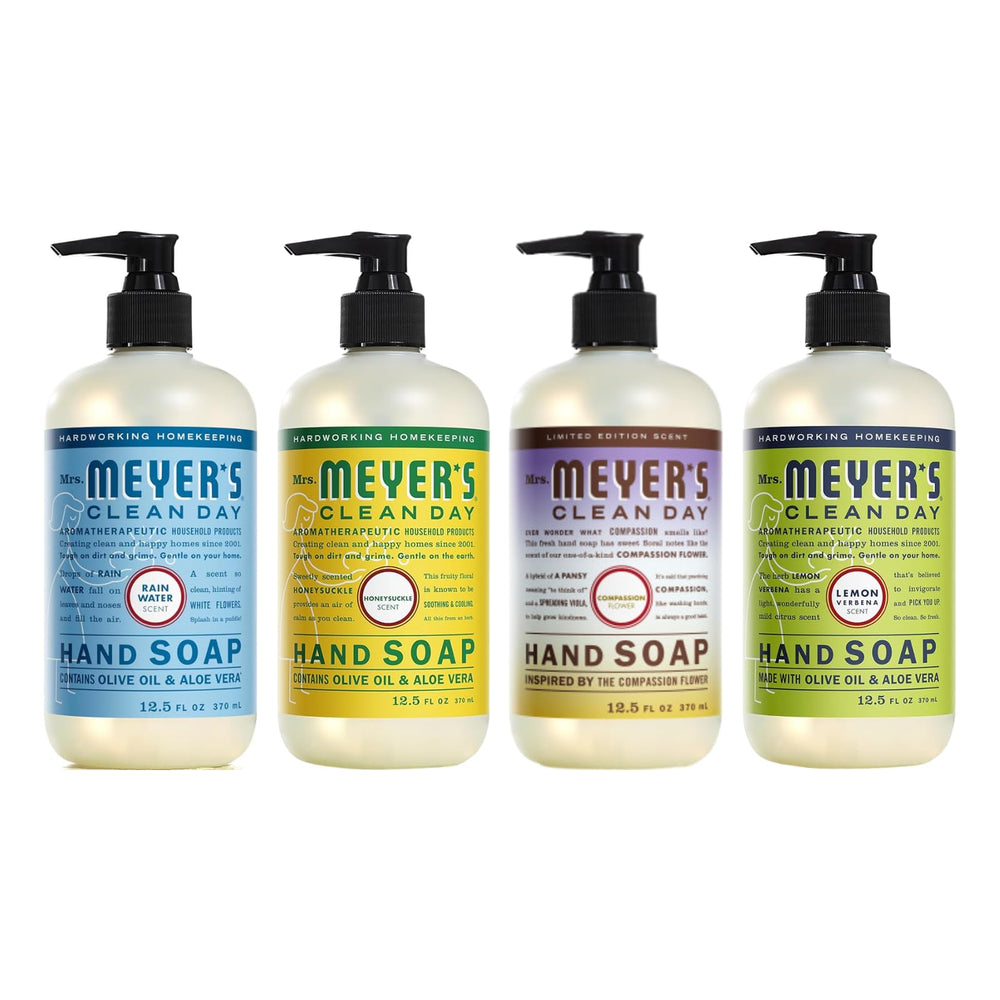 Mrs. Meyer’s Clean Day Honeysuckle bottle for garden-fresh handwashing.