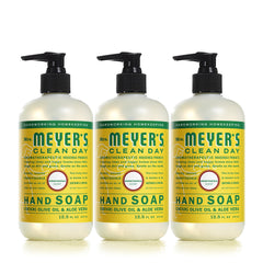 Mrs. Meyer's Clean Day Honeysuckle bottle shows fragrant hand cleansing.