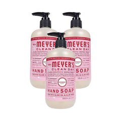 Mrs. Meyer's Clean Day Peppermint soap bottle shows refreshing scent for busy hands.
