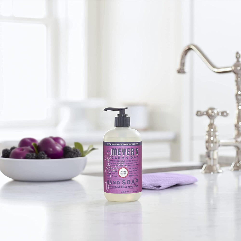 Plum berry refill bottle showcases a bright, fruity scent for kitchen or bath.
