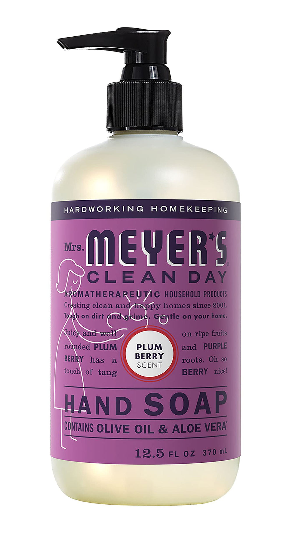 Mrs. Meyer's Clean Day Plum Berry bottle offers fruity notes for a bright handwash moment
