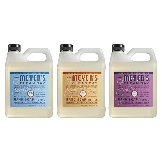 Mrs. Meyer's Clean Day Rain Water refill bottle ready for eco-friendly hand washing