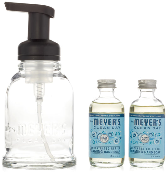 Mrs. Meyer's Foaming Hand Soap Starter Kit ready-to-use set for homes.