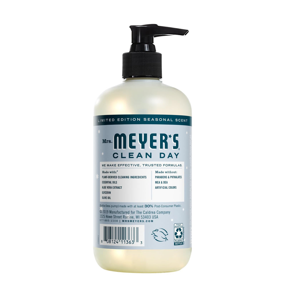 Mrs. Meyer's cruelty-free logo on hand soap packaging