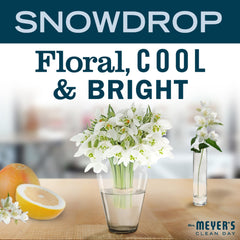 Label detail showing Snowdrop scent notes and cruelty-free badge.