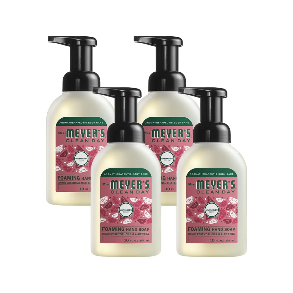 Mrs. Meyer's Watermelon foaming hand soap bottle, gentle cleansing for daily use.