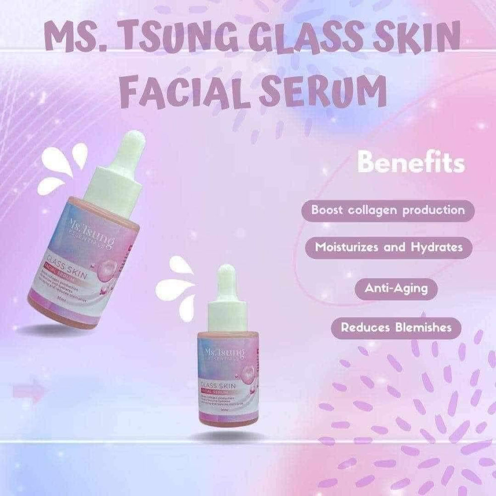 Ms. Tsung Essentials glass skin serum packaging 30ml for convenience.