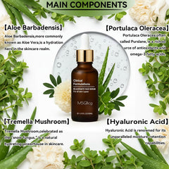 MSGBcg ingredients panel highlighting vitamin C and hyaluronic acid for hydration.