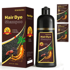 Msktasy hair dye shampoo bottle demonstrates blonde-brown shade for natural gray coverage.