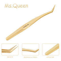 Ms.Queen lash tweezers in use during isolation for precise fan creation