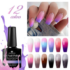 MSRUIOO brown mood-change gel polish bottle demonstrates autumn-like warmth as temperatures rise.