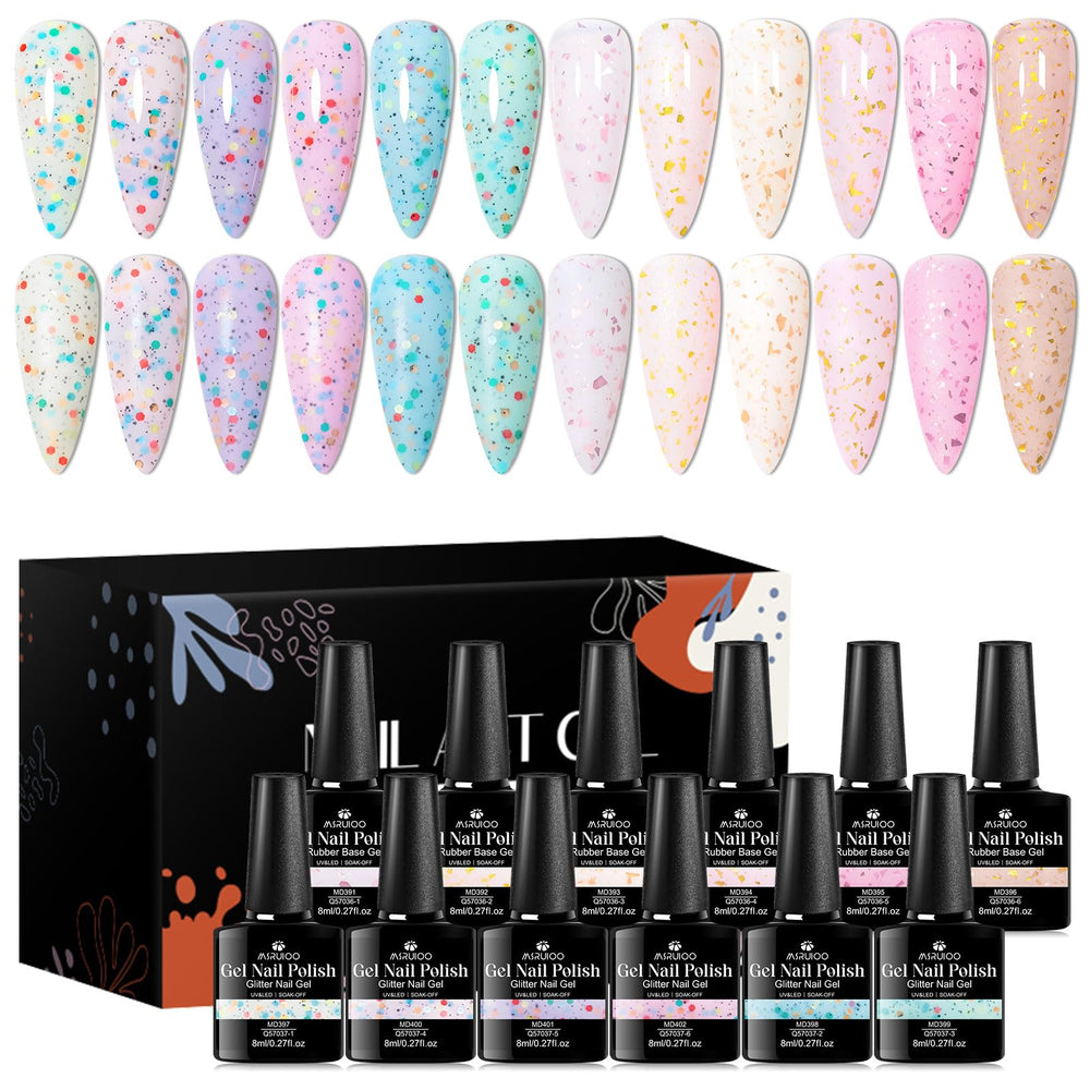 MSRUIOO yogurt gel nail polish palette in soft tones for elegant everyday nails.