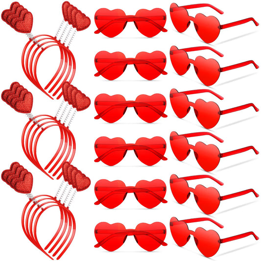 MTLEE valentines heart headband in red, adjustable for comfortable all-day wear