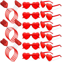 MTLEE valentines heart headband in red, adjustable for comfortable all-day wear